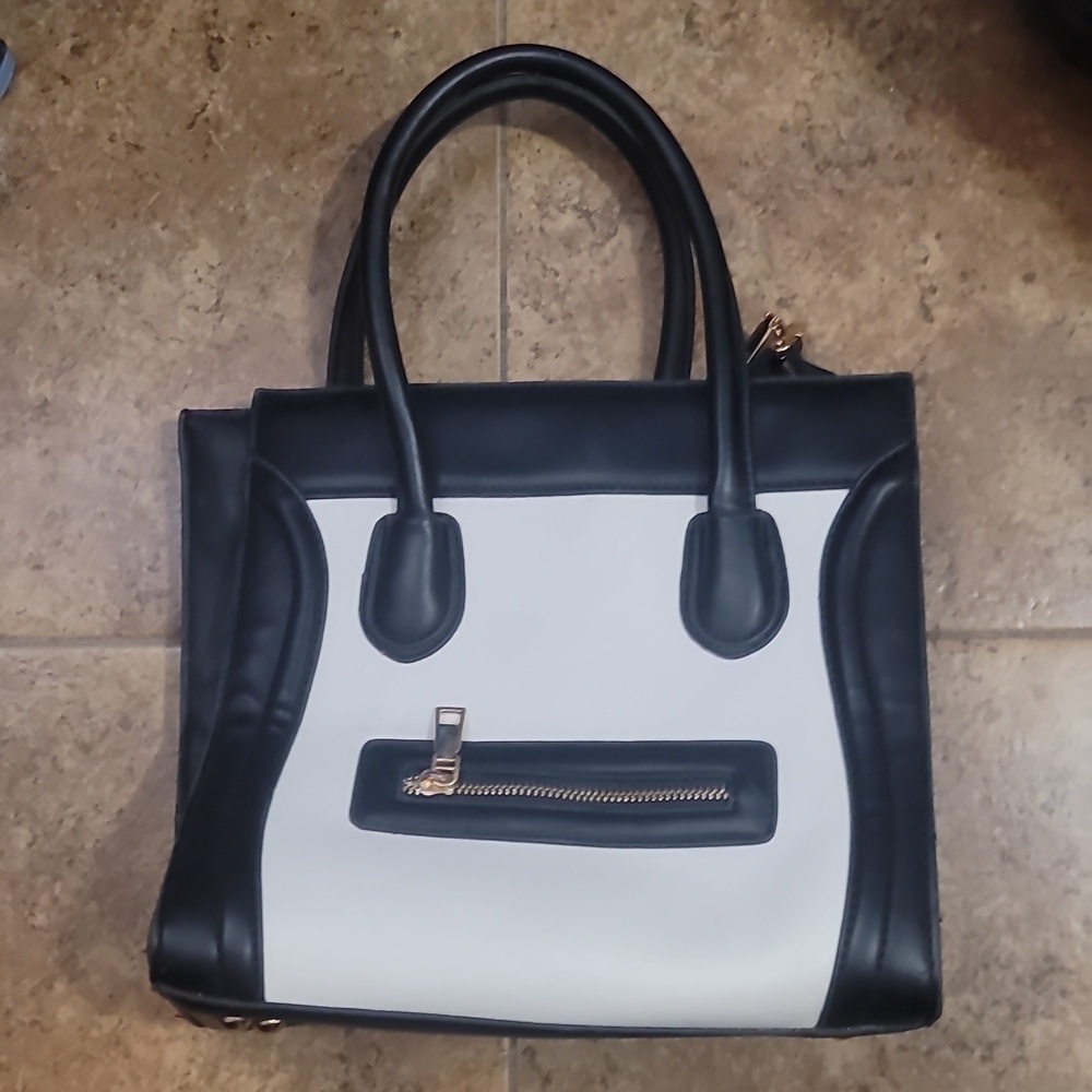Black white designer Fashion bag mini luggage tote handbag purse